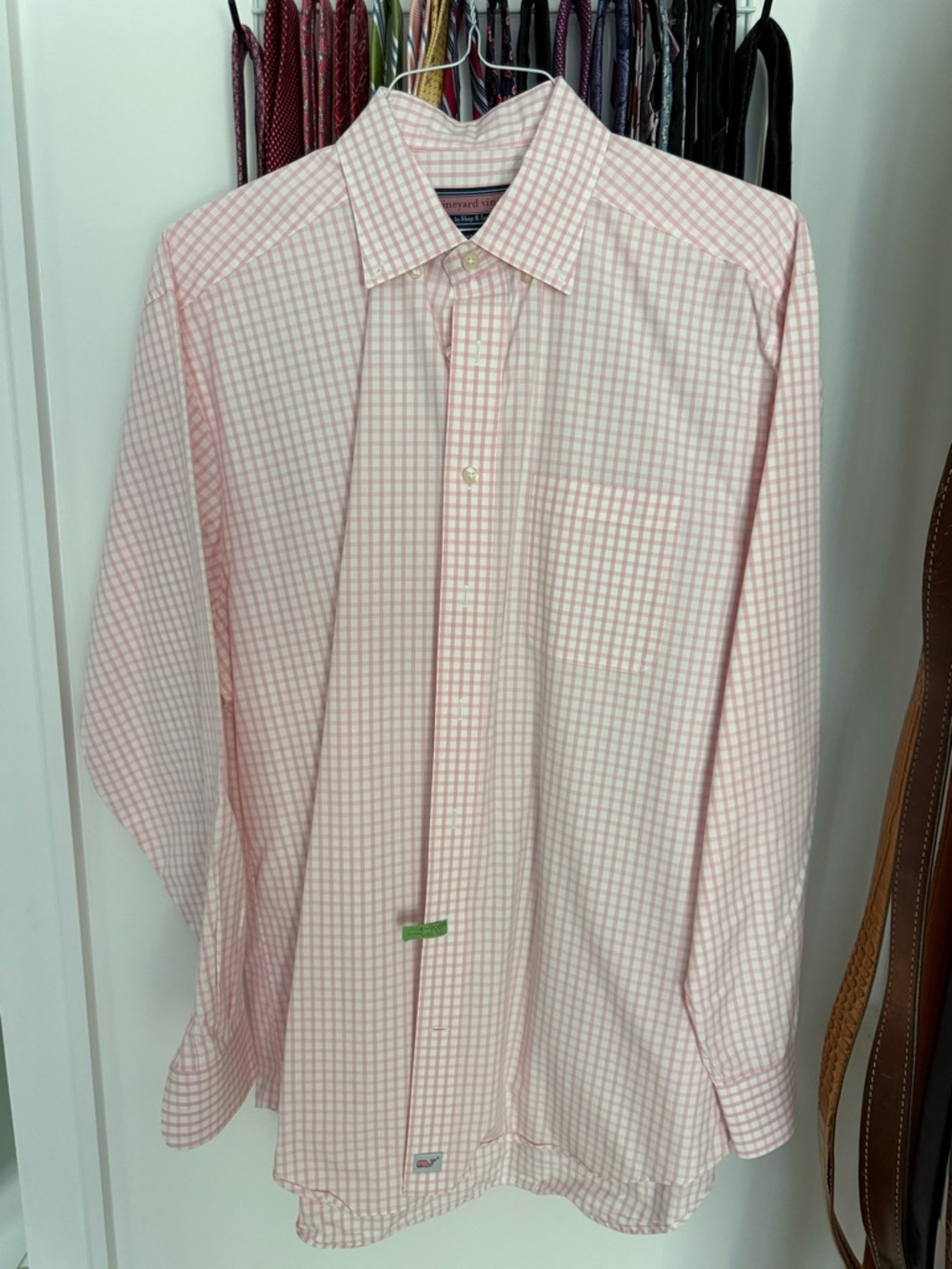 Vineyard Vines Pink and White Check Dress Shirt
